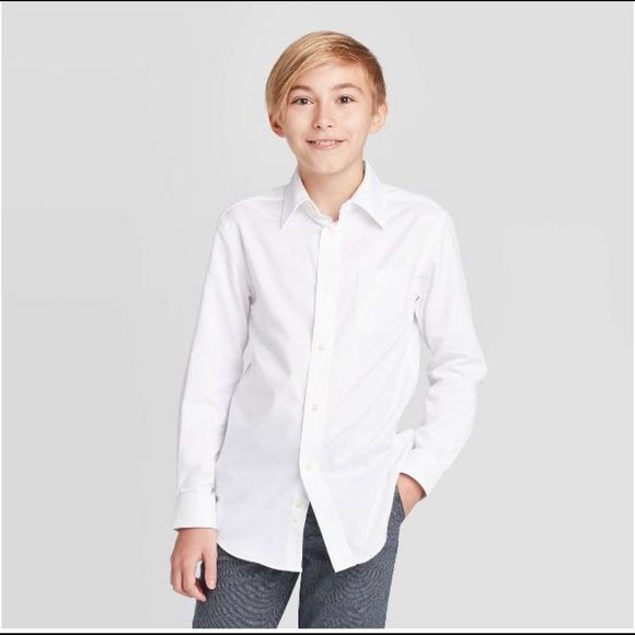 White Button-up Dress Shirt Sz XL 16 Cat & Jack - Picture 3 of 12